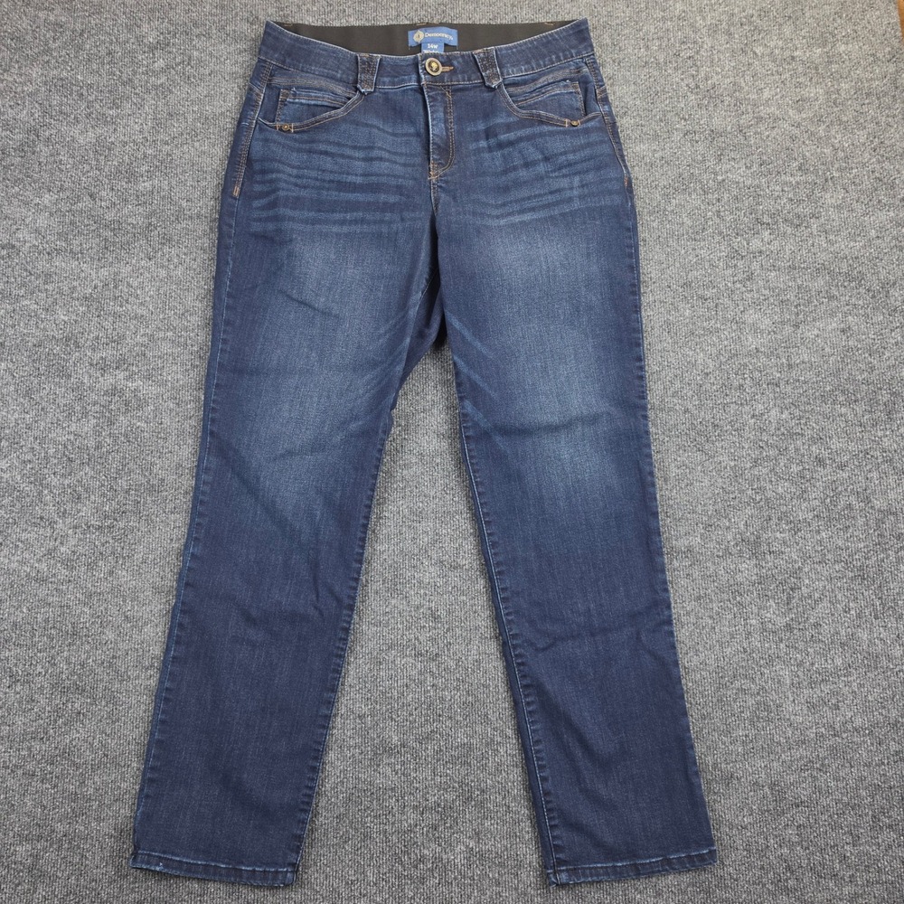 Democracy Straight Leg Jeans Women's 14W Ab Solution Dark Wash Denim Mid Rise
